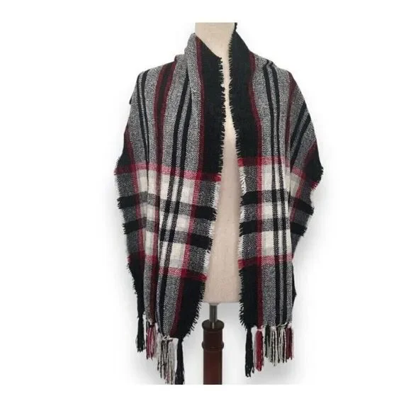 STYLE & CO. - NWT Macy's Soft Chenille Plaid Scarf w/Fringe - 64" x 13" - Picture 6 of 13